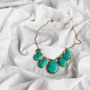 Turquoise and Gold Statement Necklace